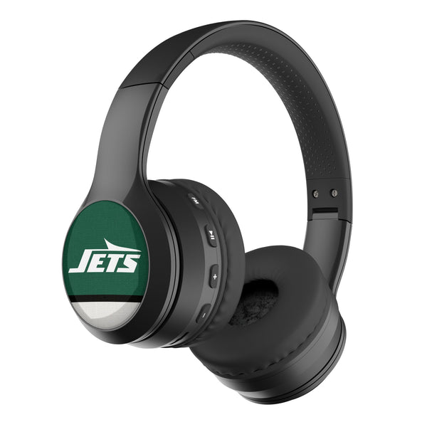 New York Jets Stripe Wireless Over-Ear BT Headphones With Case