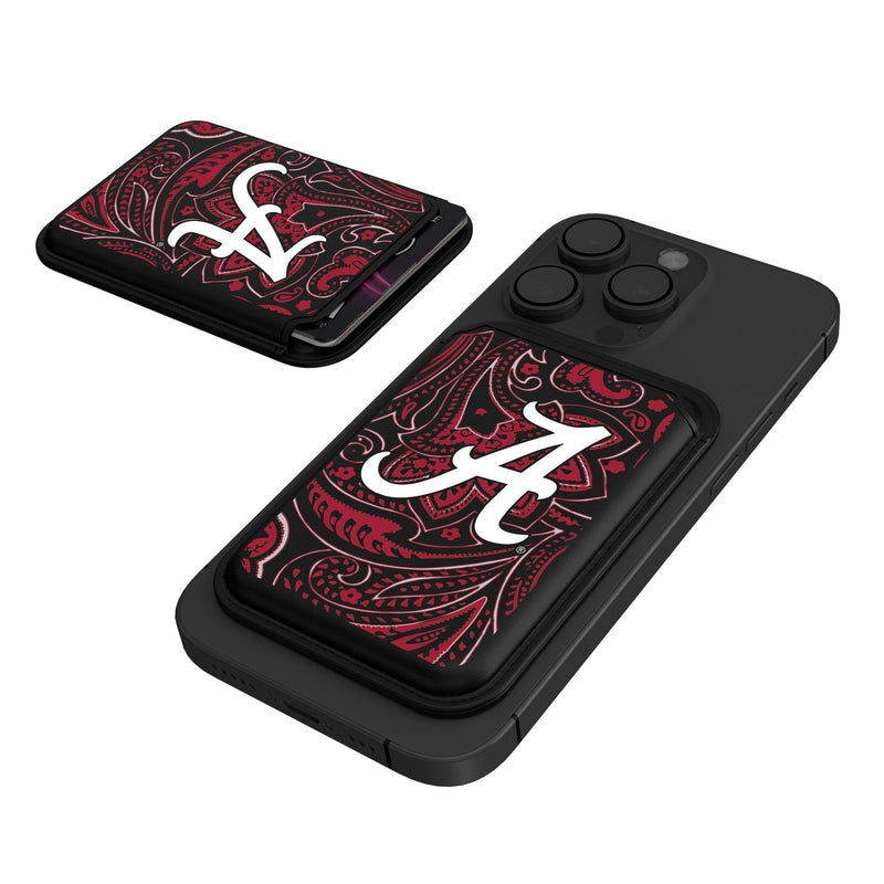 University of Alabama Crimson Tide Script A Paisley Black Magnetic Credit Card Wallet