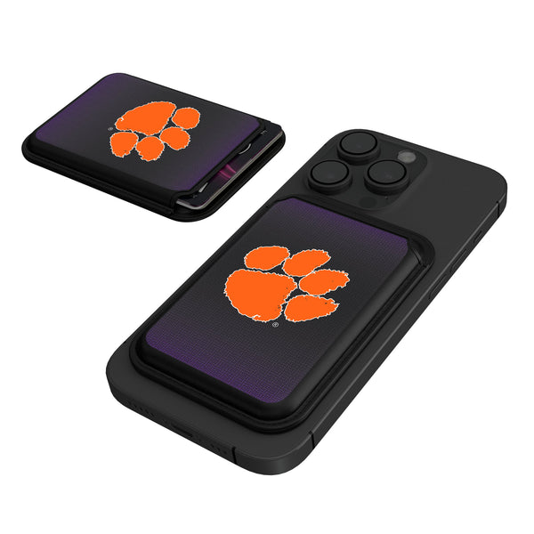 Clemson University Tigers Linen Black Magnetic Credit Card Wallet