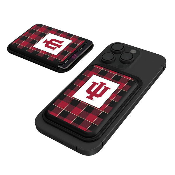 Indiana University Hoosiers Plaid Black Magnetic Credit Card Wallet