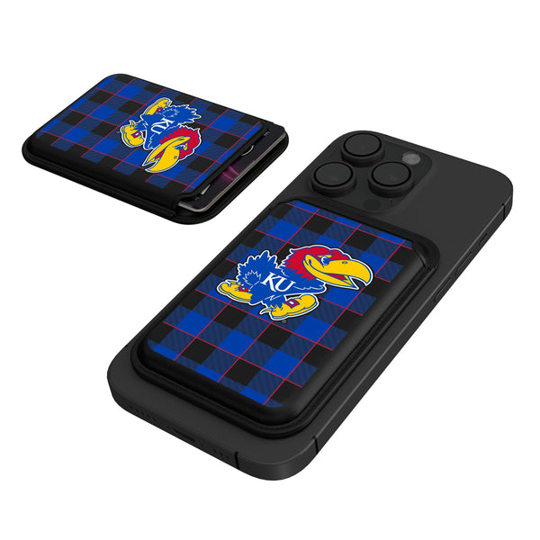 University of Kansas Jayhawks Plaid Black Magnetic Credit Card Wallet