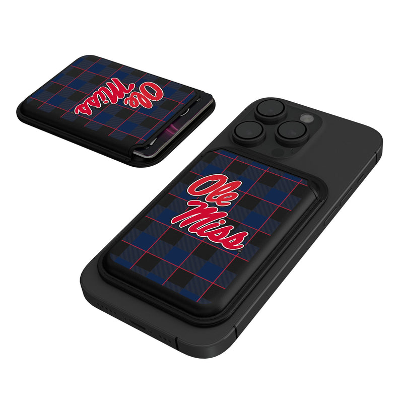 University of Mississippi Rebels Plaid Black Magnetic Credit Card Wallet