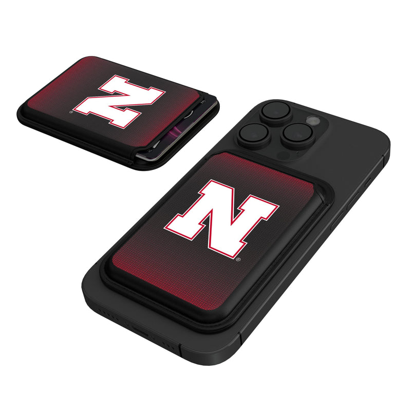 University of Nebraska Huskers Block N Linen Black Magnetic Credit Card Wallet