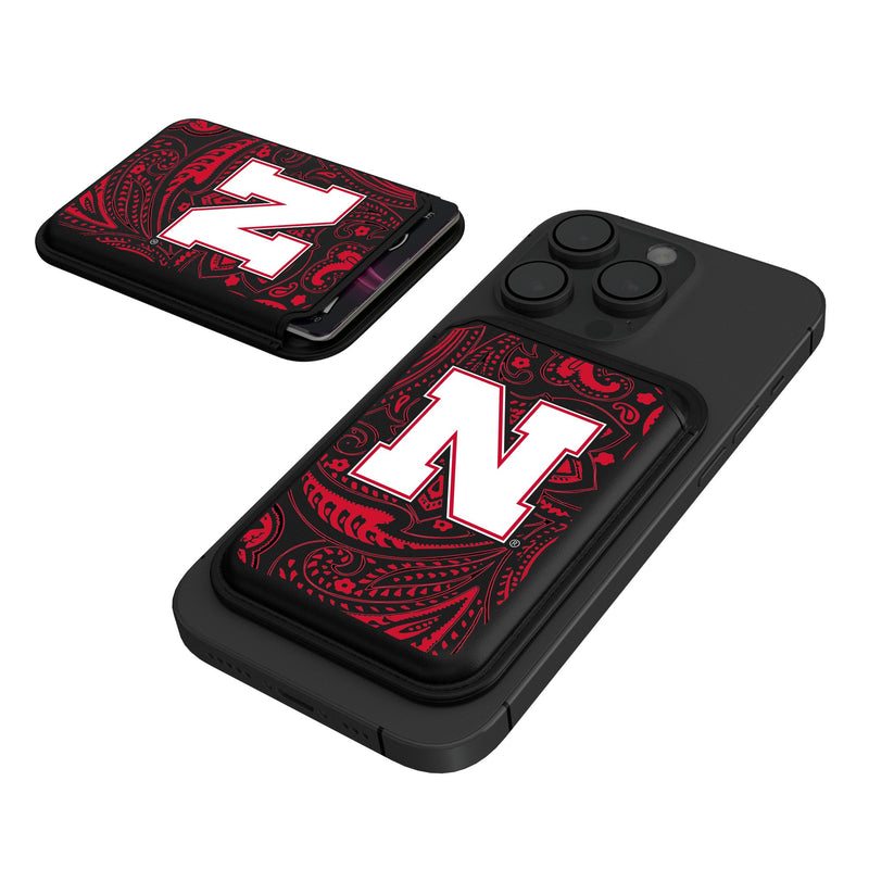 University of Nebraska Huskers Block N Paisley Black Magnetic Credit Card Wallet