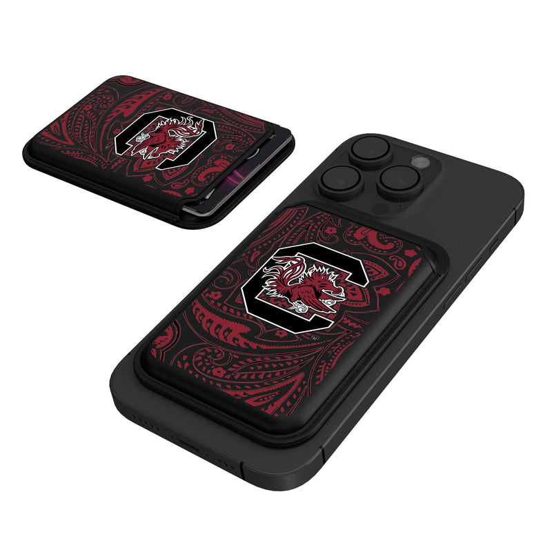 University of South Carolina Gamecocks Paisley Black Magnetic Credit Card Wallet