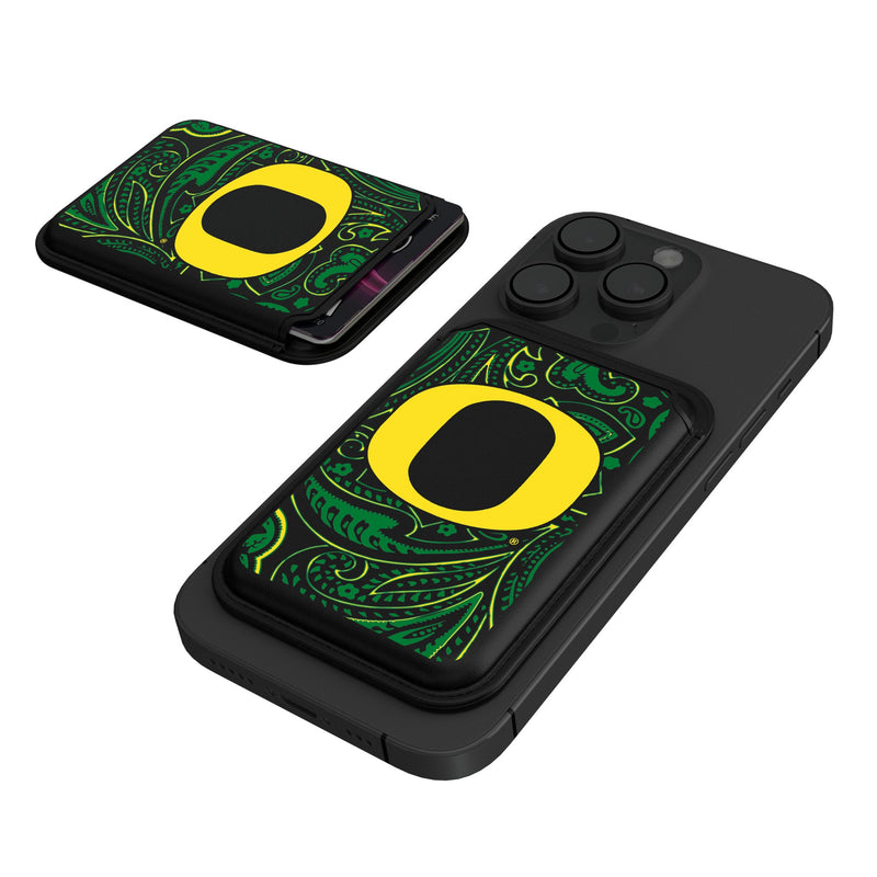 University of Oregon Ducks Paisley Black Magnetic Credit Card Wallet