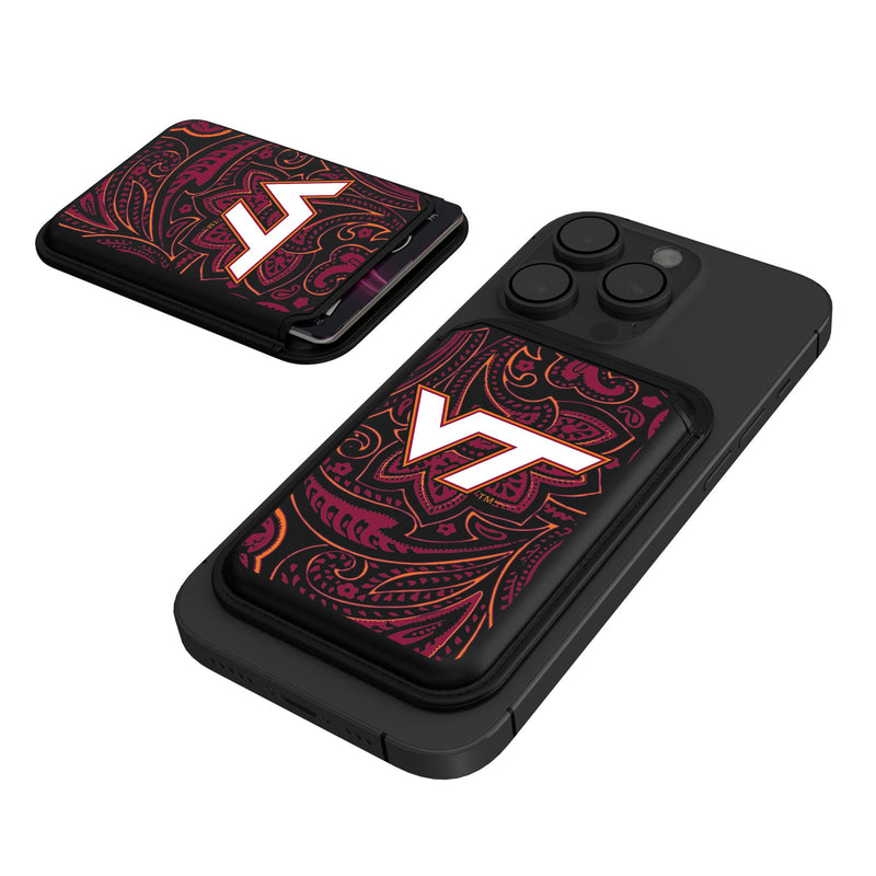 Virginia Tech Hokies Paisley Black Magnetic Credit Card Wallet