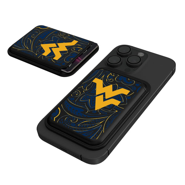 West Virginia University Mountaineers Paisley Black Magnetic Credit Card Wallet