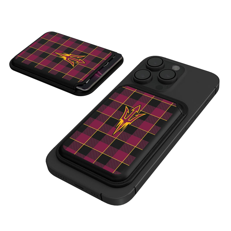 Arizona State University Sun Devils Plaid Black Magnetic Credit Card Wallet