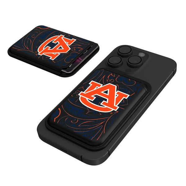 University of Auburn Tigers Paisley Black Magnetic Credit Card Wallet