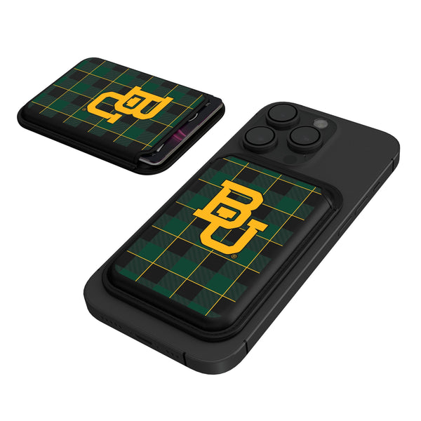 Baylor University Bears Plaid Black Magnetic Credit Card Wallet