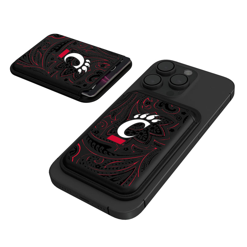 University of Cincinnati Bearcats Paisley Black Magnetic Credit Card Wallet