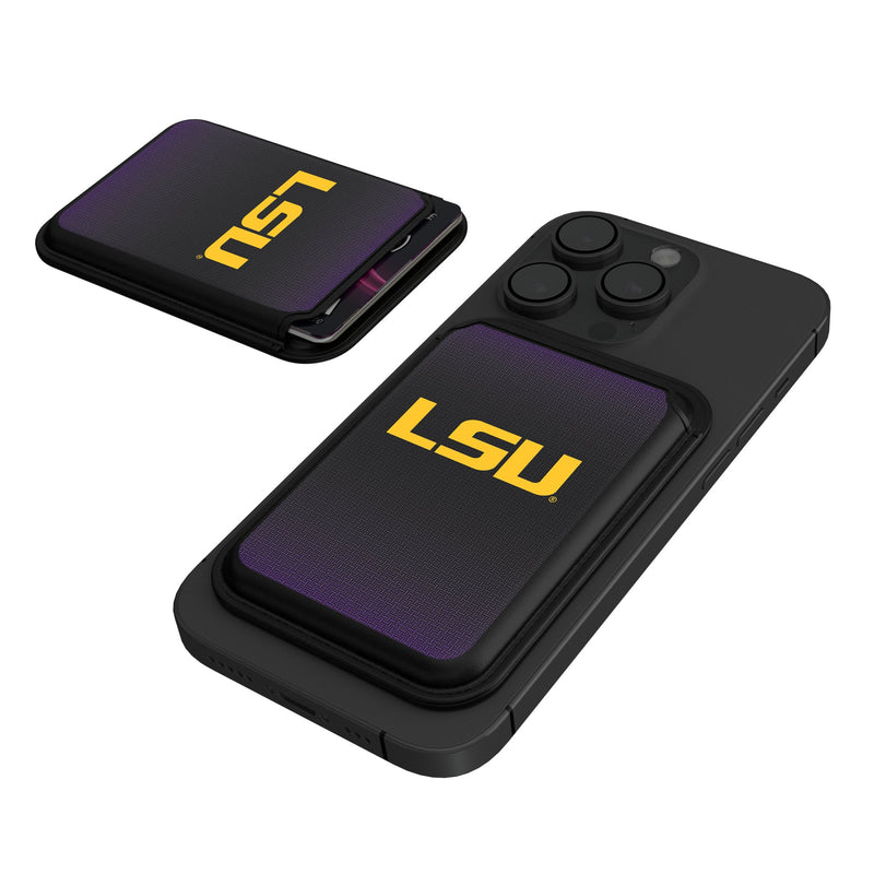 Louisiana State University Tigers Linen Black Magnetic Credit Card Wallet