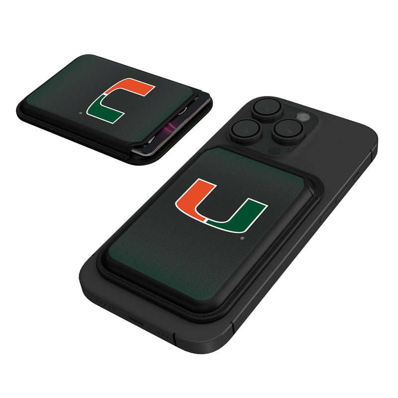 University of Miami Hurricanes Linen Black Magnetic Credit Card Wallet