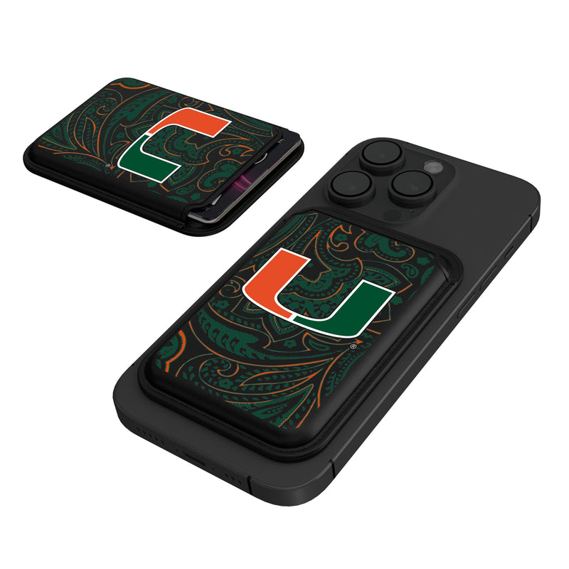 University of Miami Hurricanes Paisley Black Magnetic Credit Card Wallet