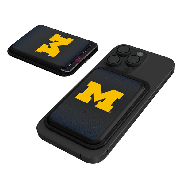 University of Michigan Wolverines Linen Black Magnetic Credit Card Wallet