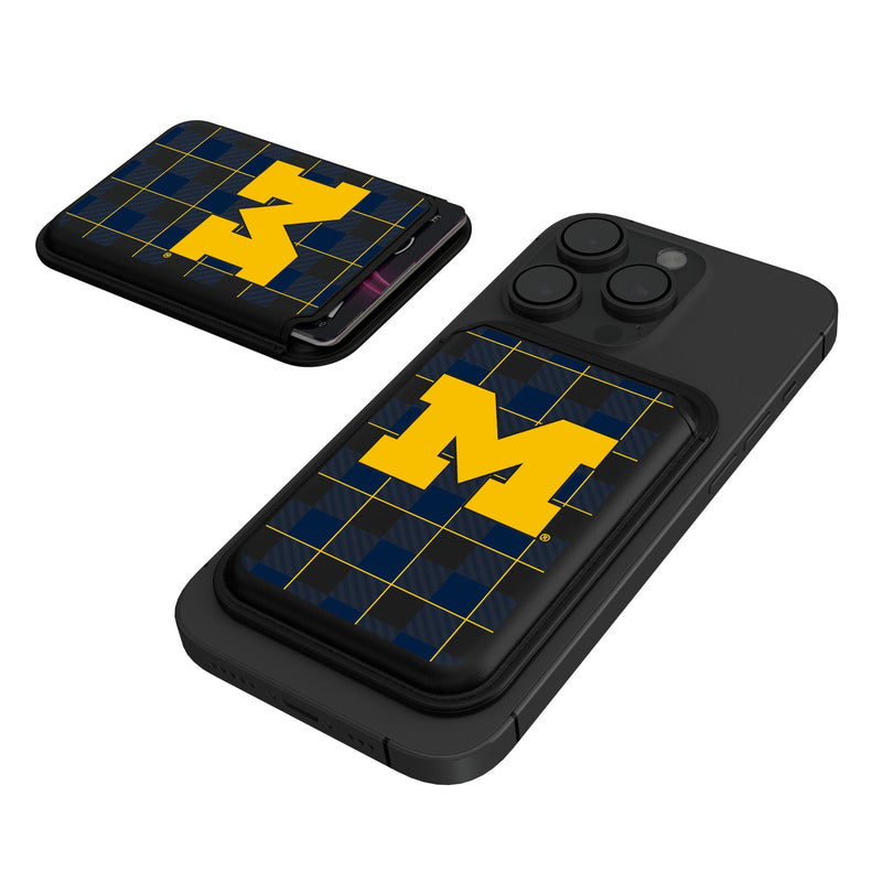 University of Michigan Wolverines Plaid Black Magnetic Credit Card Wallet