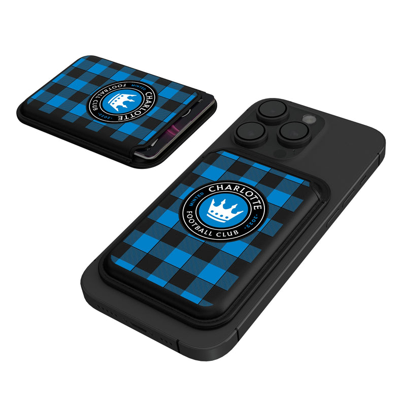 Charlotte FC  Plaid Black Magnetic Credit Card Wallet