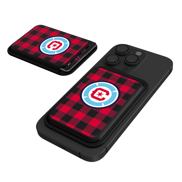 Chicago Fire  Plaid Black Magnetic Credit Card Wallet