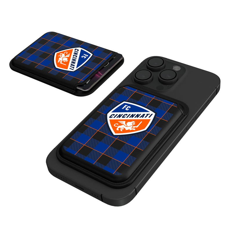 FC Cincinnati  Plaid Black Magnetic Credit Card Wallet