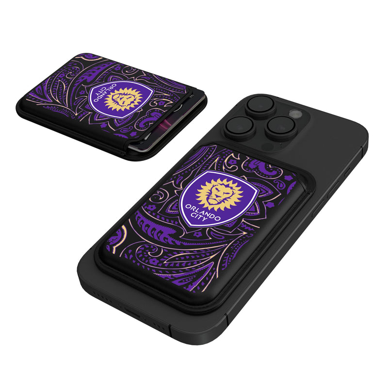 Orlando City Soccer Club  Paisley Black Magnetic Credit Card Wallet