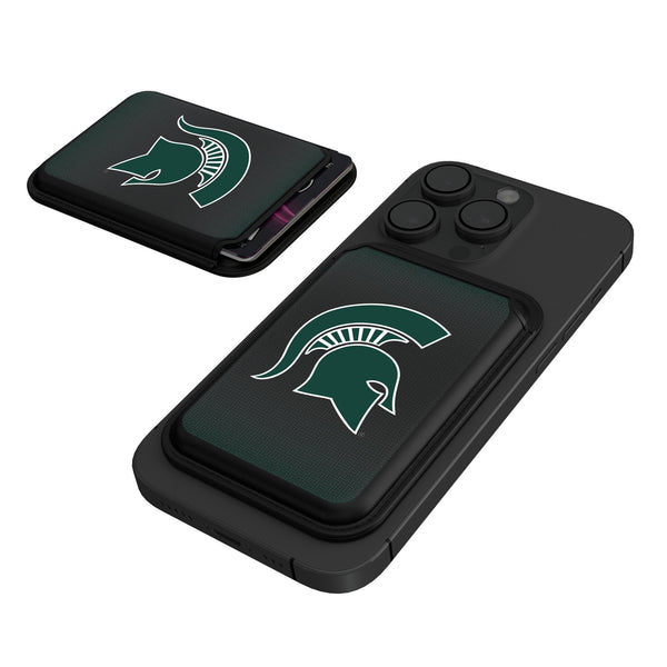 Michigan State University Spartans Linen Black Magnetic Credit Card Wallet