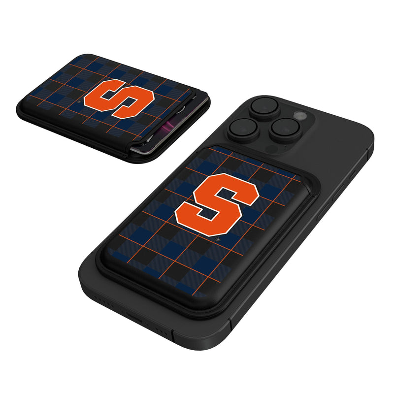 Syracuse University Orange Plaid Black Magnetic Credit Card Wallet