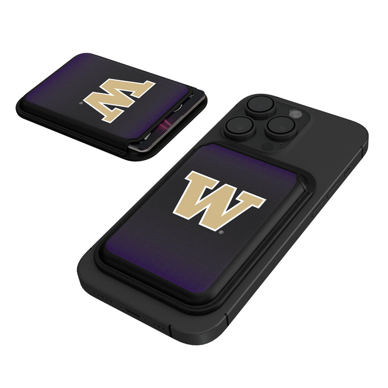 University of Washington Huskies Linen Black Magnetic Credit Card Wallet