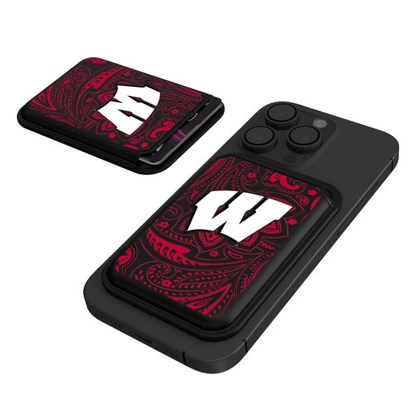 University of Wisconsin Badgers Paisley Black Magnetic Credit Card Wallet