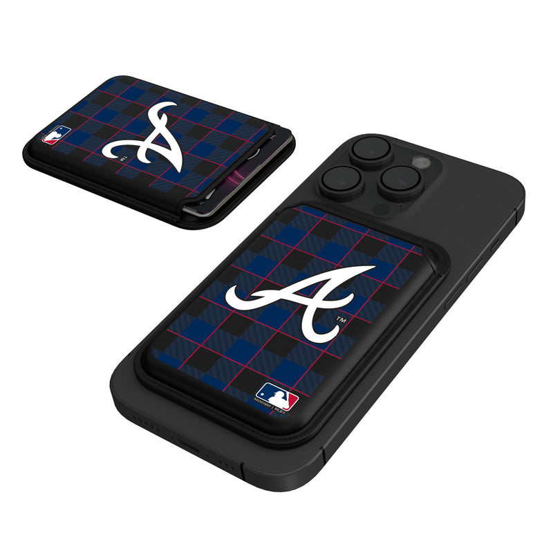 Atlanta Braves Plaid Black Magnetic Credit Card Wallet