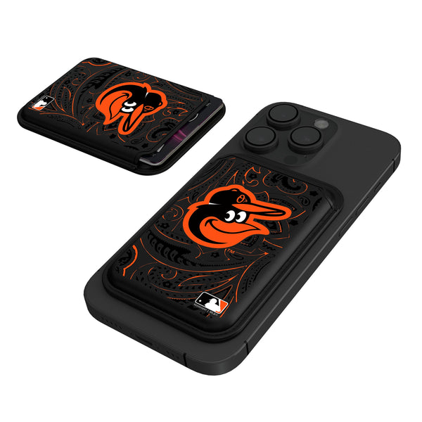 Baltimore Orioles Paisley Black Magnetic Credit Card Wallet