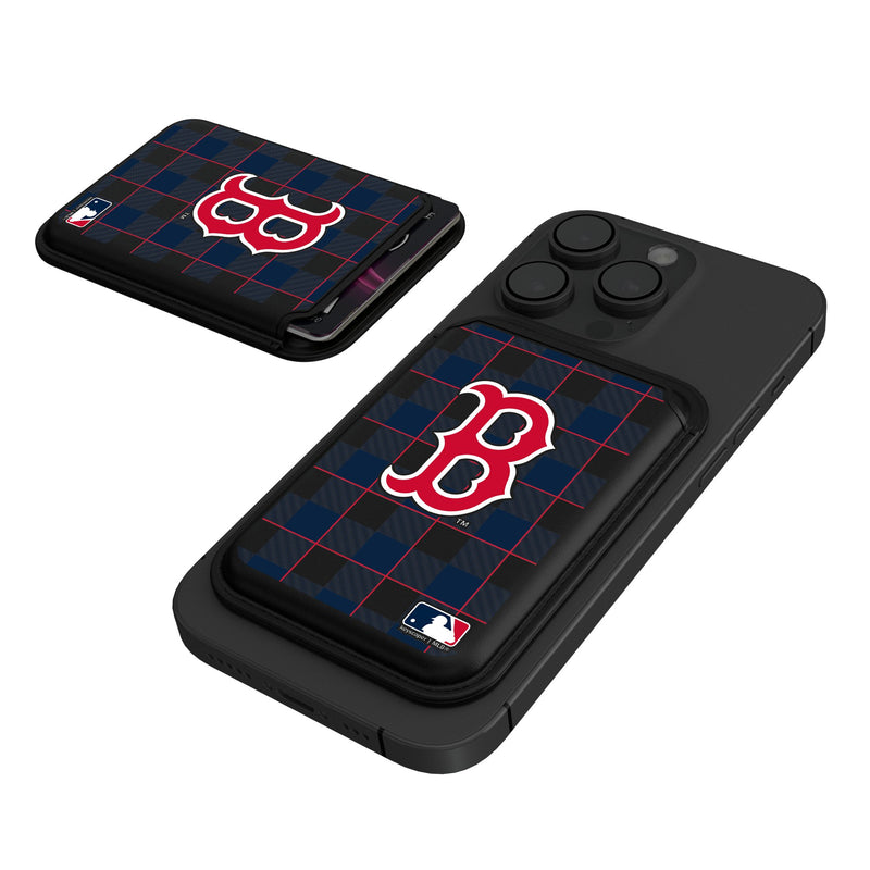 Boston Red Sox Plaid Black Magnetic Credit Card Wallet