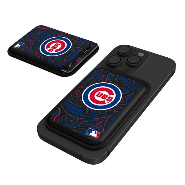 Chicago Cubs Paisley Black Magnetic Credit Card Wallet