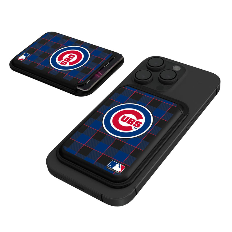 Chicago Cubs Plaid Black Magnetic Credit Card Wallet