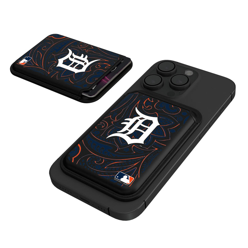 Detroit Tigers Paisley Black Magnetic Credit Card Wallet