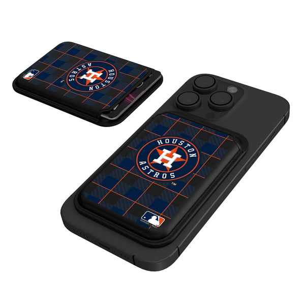 Houston Astros Plaid Black Magnetic Credit Card Wallet