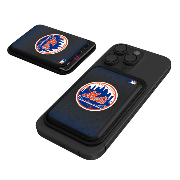 New York Mets Linen Black Magnetic Credit Card Wallet