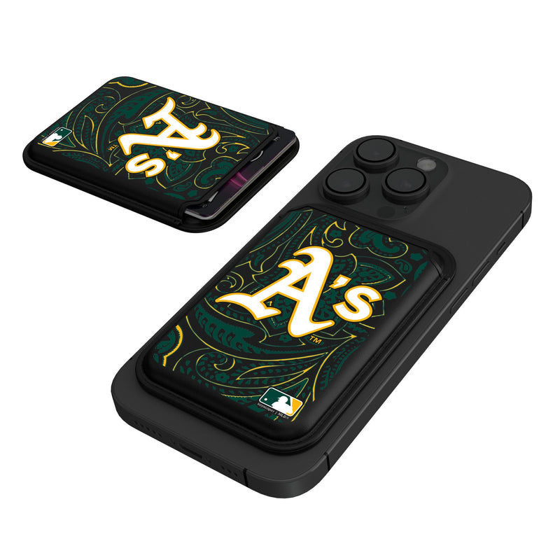 Oakland Athletics Paisley Black Magnetic Credit Card Wallet