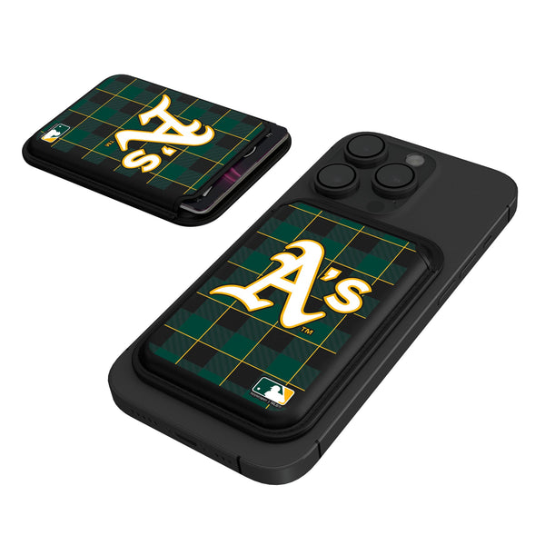 Oakland Athletics Plaid Black Magnetic Credit Card Wallet