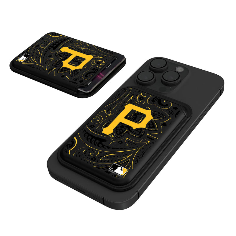 Pittsburgh Pirates Paisley Black Magnetic Credit Card Wallet