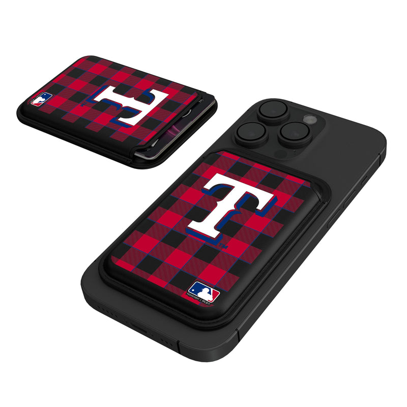 Texas Rangers Plaid Black Magnetic Credit Card Wallet