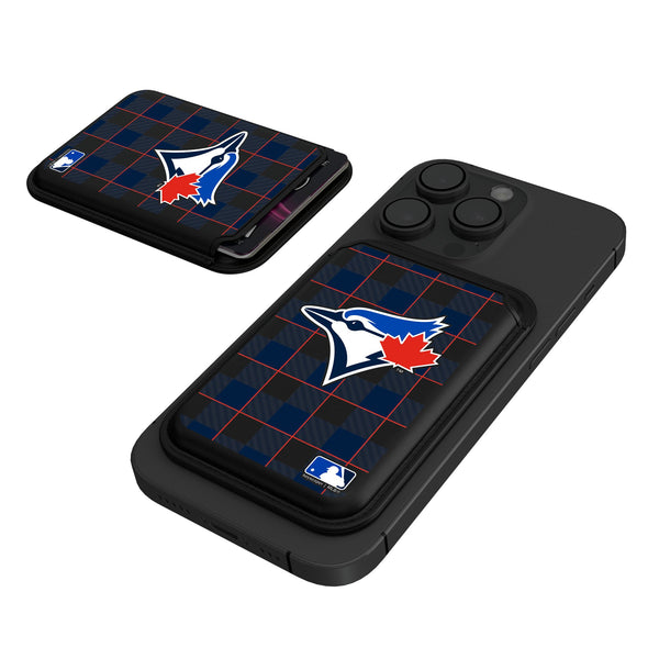 Toronto Blue Jays Plaid Black Magnetic Credit Card Wallet