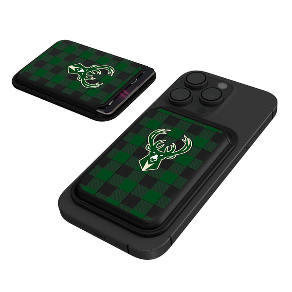 Milwaukee Bucks Plaid Black Magnetic Credit Card Wallet