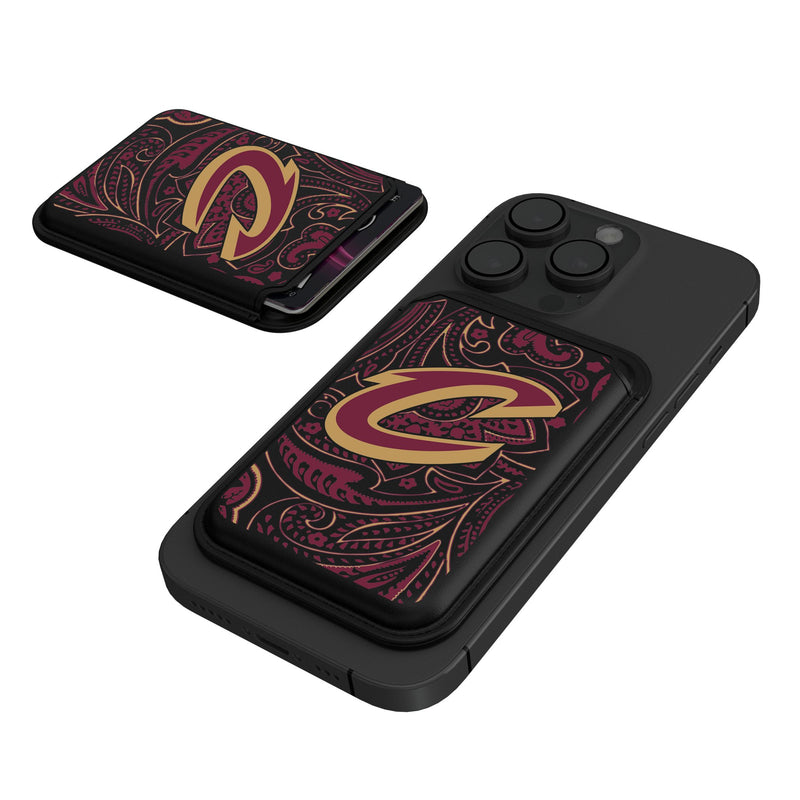 Cleveland Cavaliers Paisley Black Magnetic Credit Card Wallet