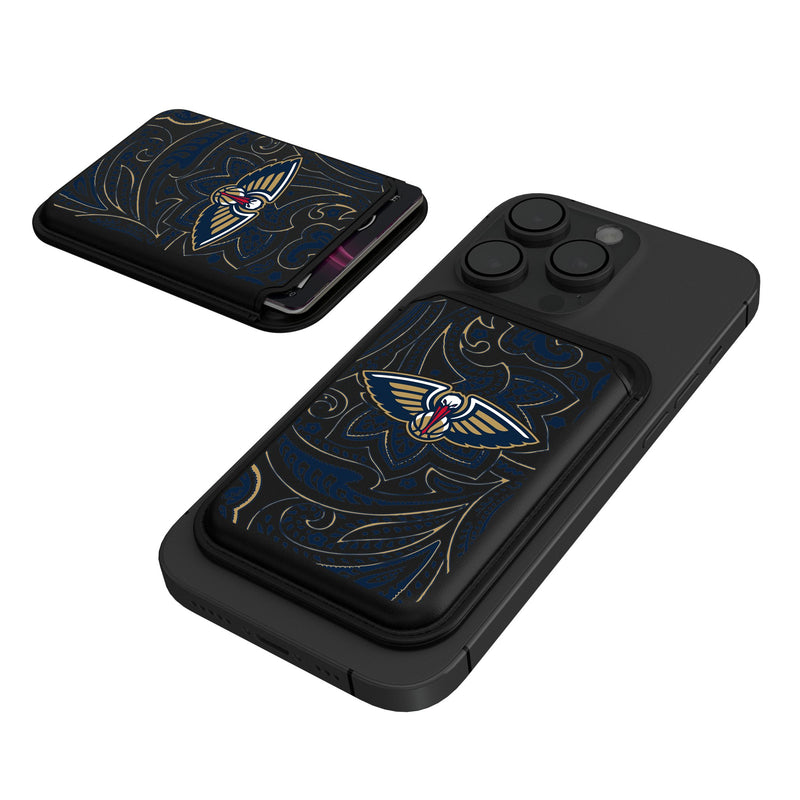 New Orleans Pelicans Paisley Black Magnetic Credit Card Wallet