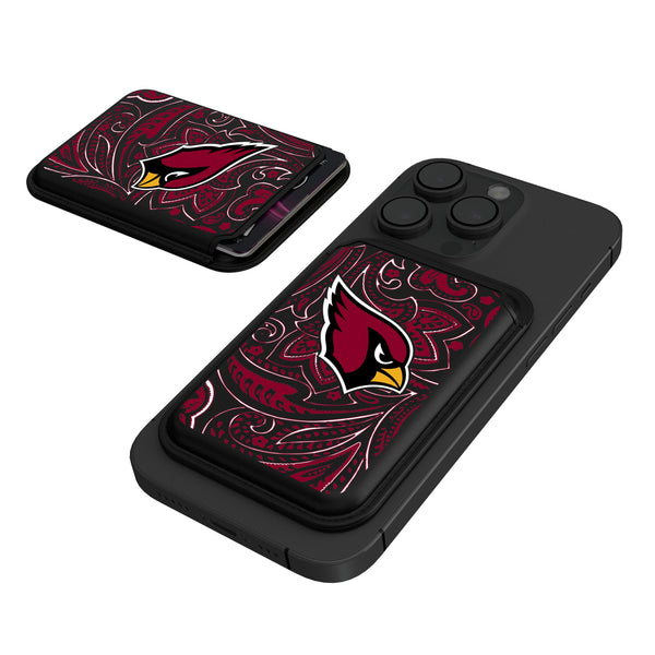 Arizona Cardinals Paisley Black Magnetic Credit Card Wallet