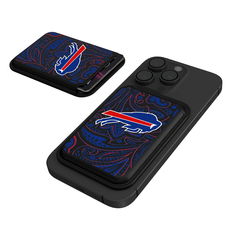 Buffalo Bills Paisley Black Magnetic Credit Card Wallet