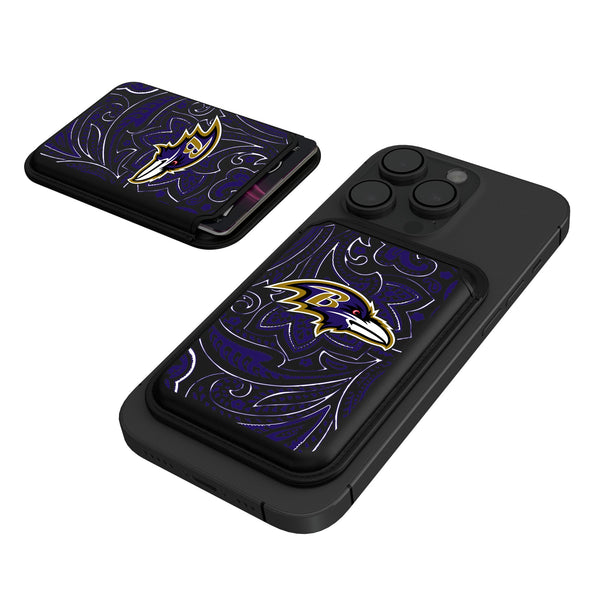 Baltimore Ravens Paisley Black Magnetic Credit Card Wallet