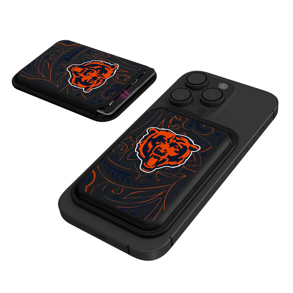 Chicago Bears Paisley Black Magnetic Credit Card Wallet