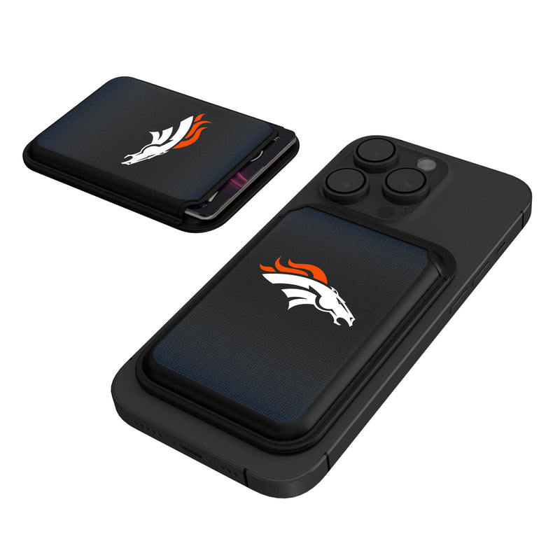 Denver Broncos Linen Black Magnetic Credit Card Wallet